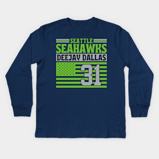 Seattle Seahawks Dallas 31 American Flag Football Kids Long Sleeve T-Shirt